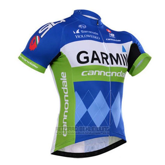 2015 Fahrradbekleidung Garmin Blau und Wei Trikot Kurzarm und Tragerhose